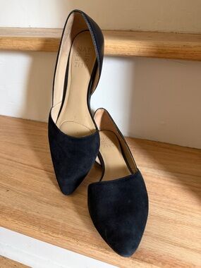 Naturalizer Black Suede Pointed-Toe D'Orsay Flats